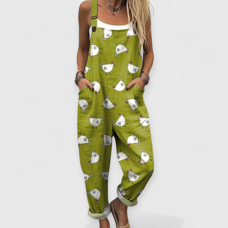 Althea - Damen Vintage Weitbeiniger Jumpsuit