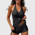 Via – Elegantes Halterneck Tankini Set in Schwarz